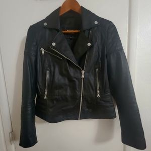 Black Genuine Leather Jacket, Barney's Original, UK 12, US 8